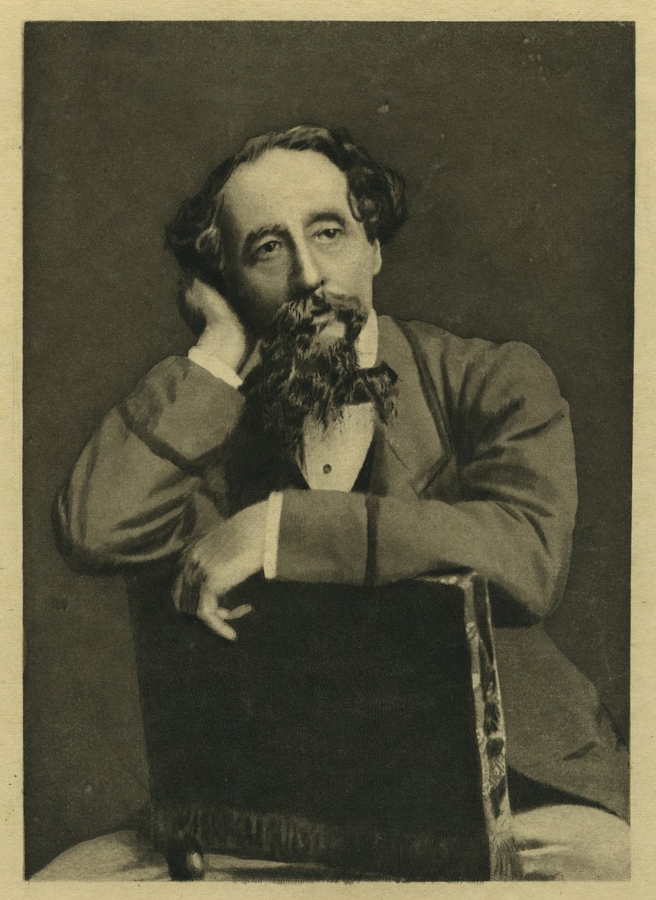 Charles Dickens, portrett etter fotografi av Herbert Watkins (f.1828) (mezzotint) av Unbekannt Unbekannt