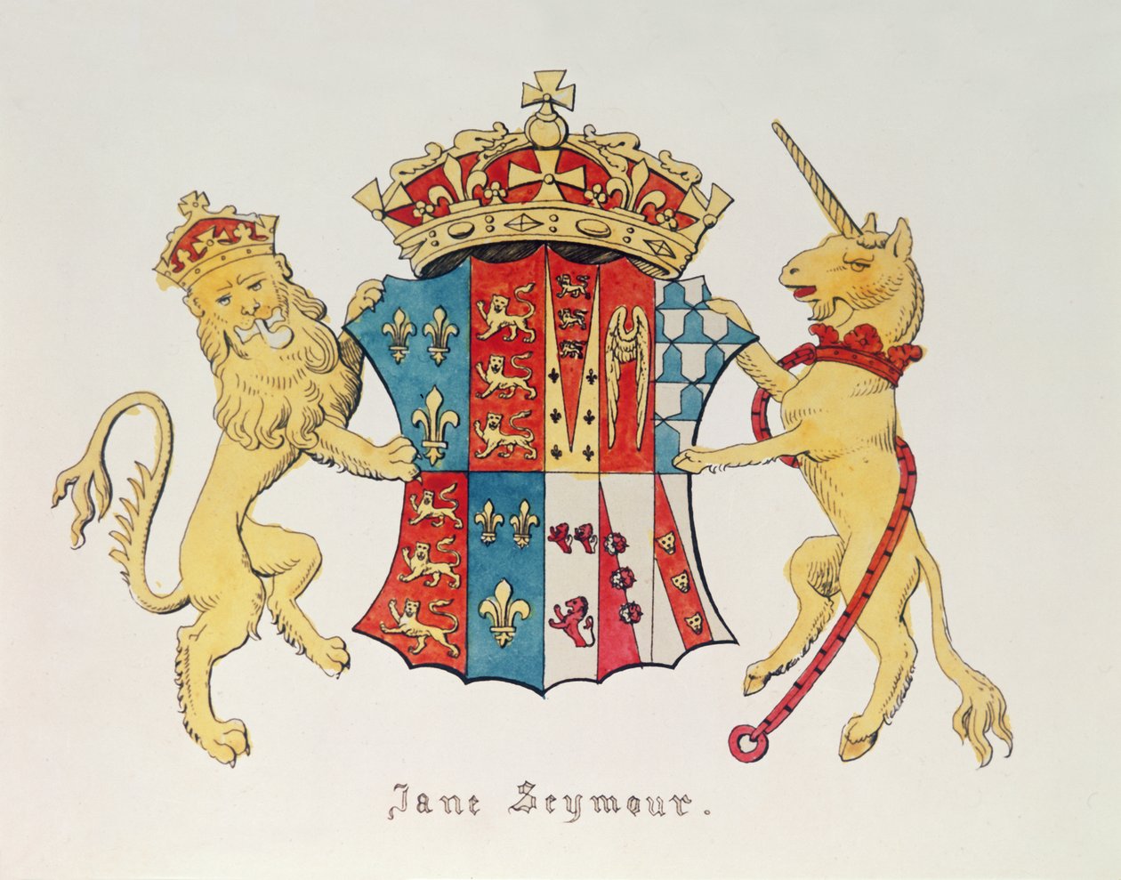 Våpenskjold til Jane Seymour (ca. 1509-37), tredje kone til kong Henry VIII av England (1491-1547) (trykk) av Unbekannt Unbekannt
