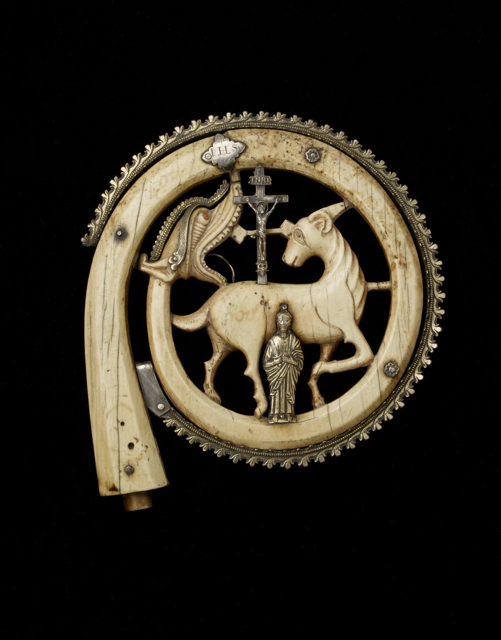 Crosier Head som viser påskelammet, muligens fra 1100-tallet med nyere fester av Unbekannt Unbekannt