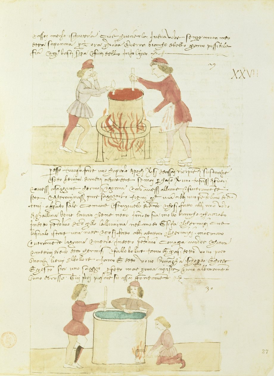 Farging av silke fra Precetti dellArte della Seta (Regler for Silk Guild) av Unbekannt Unbekannt
