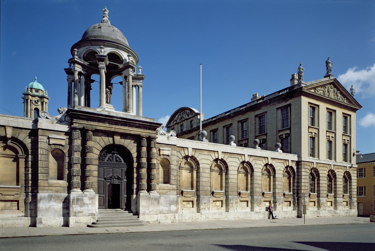 Eksteriør av den fremre firkanten på The Queens College, Oxford, bygget 1709-34 av Unbekannt Unbekannt