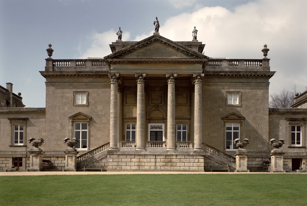 Utvendig utsikt over den sentrale delen av huset, Stourhead, Wiltshire av Unbekannt Unbekannt