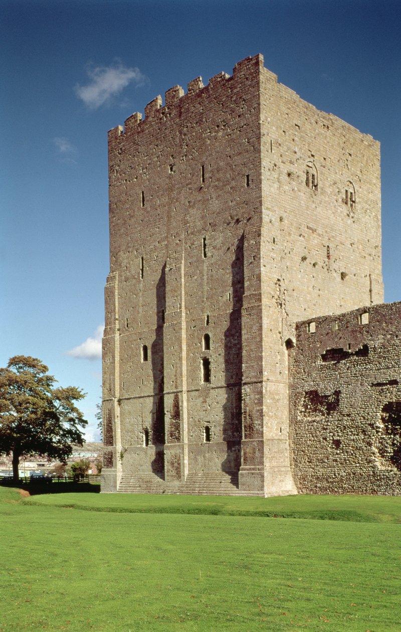 Utvendig utsikt over torget, Portchester Castle, Hampshire, bygget ca. 1160-72 av Unbekannt Unbekannt