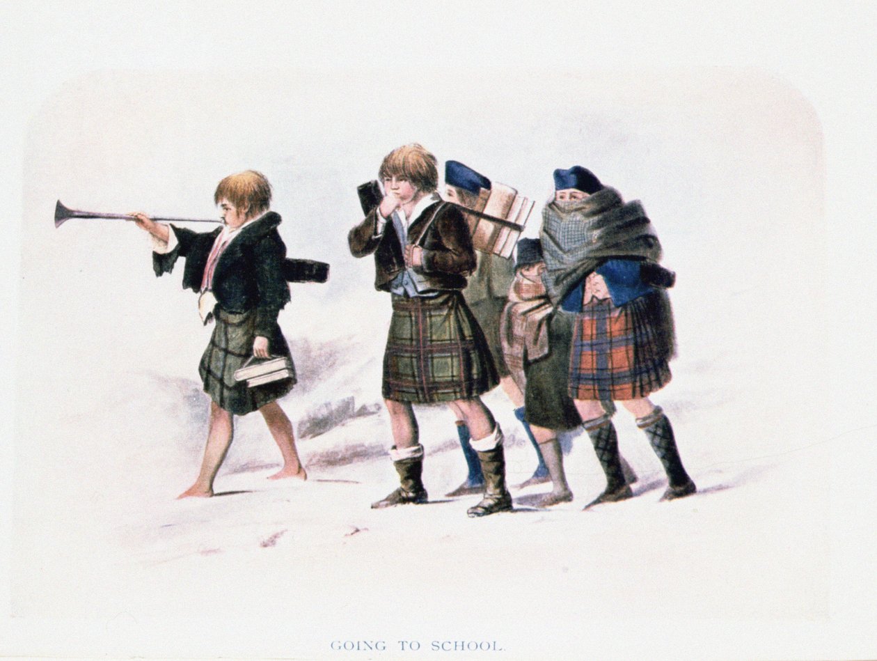 Going To School av R.R. McIan (farget lito) av Unbekannt Unbekannt