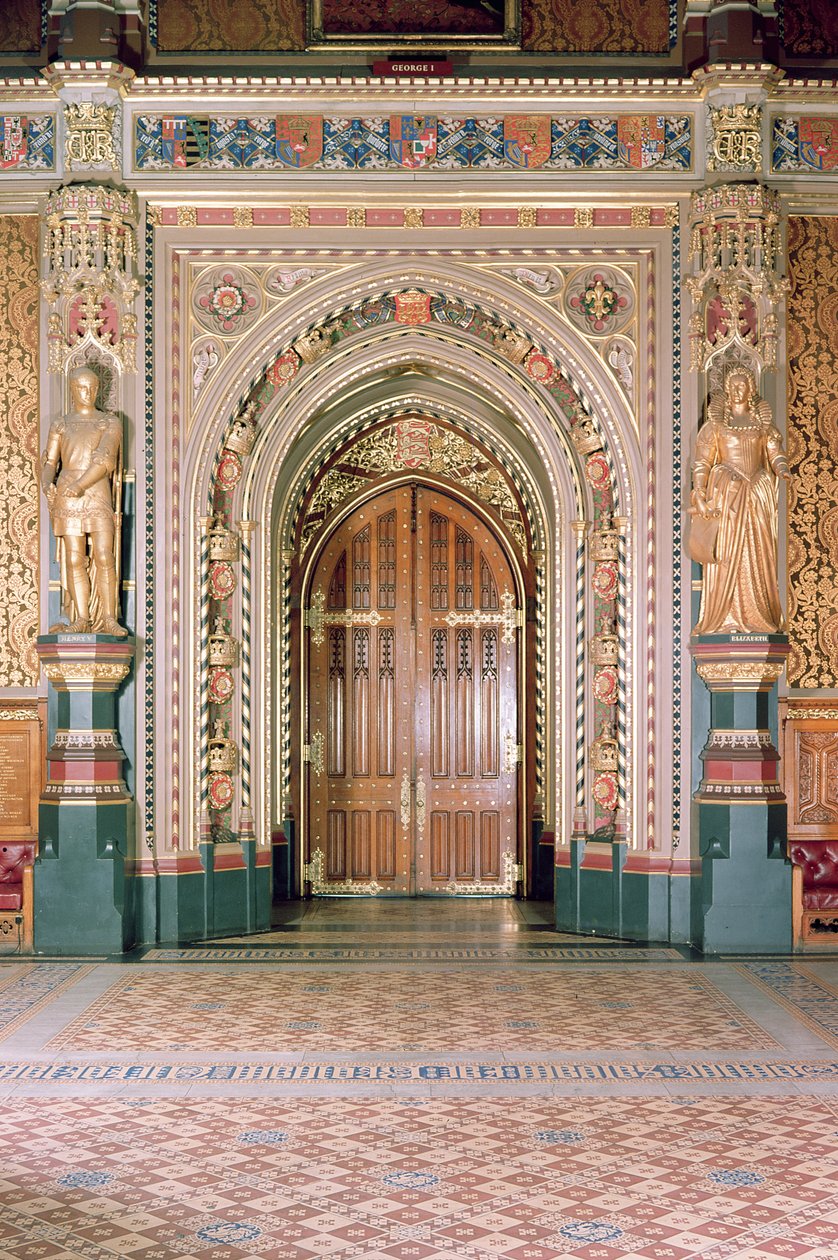 Houses of Parliament, inngangen til Robing Room, Royal Gallery, ca. 1841, Sir Charles Barry, (1795-1860) og Augustus Pugin, (1812-52) Westminster, London, Storbritannia av Unbekannt Unbekannt