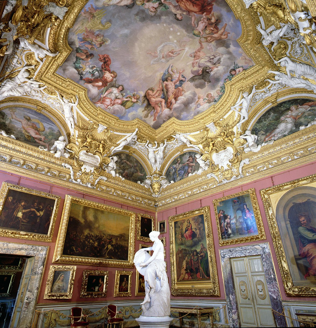 Interiør av Sala di Giove (Jupiter-rommet) med malerier av Pietro da Cortona, Palazzo Pitti, Firenze, Italia av Unbekannt Unbekannt