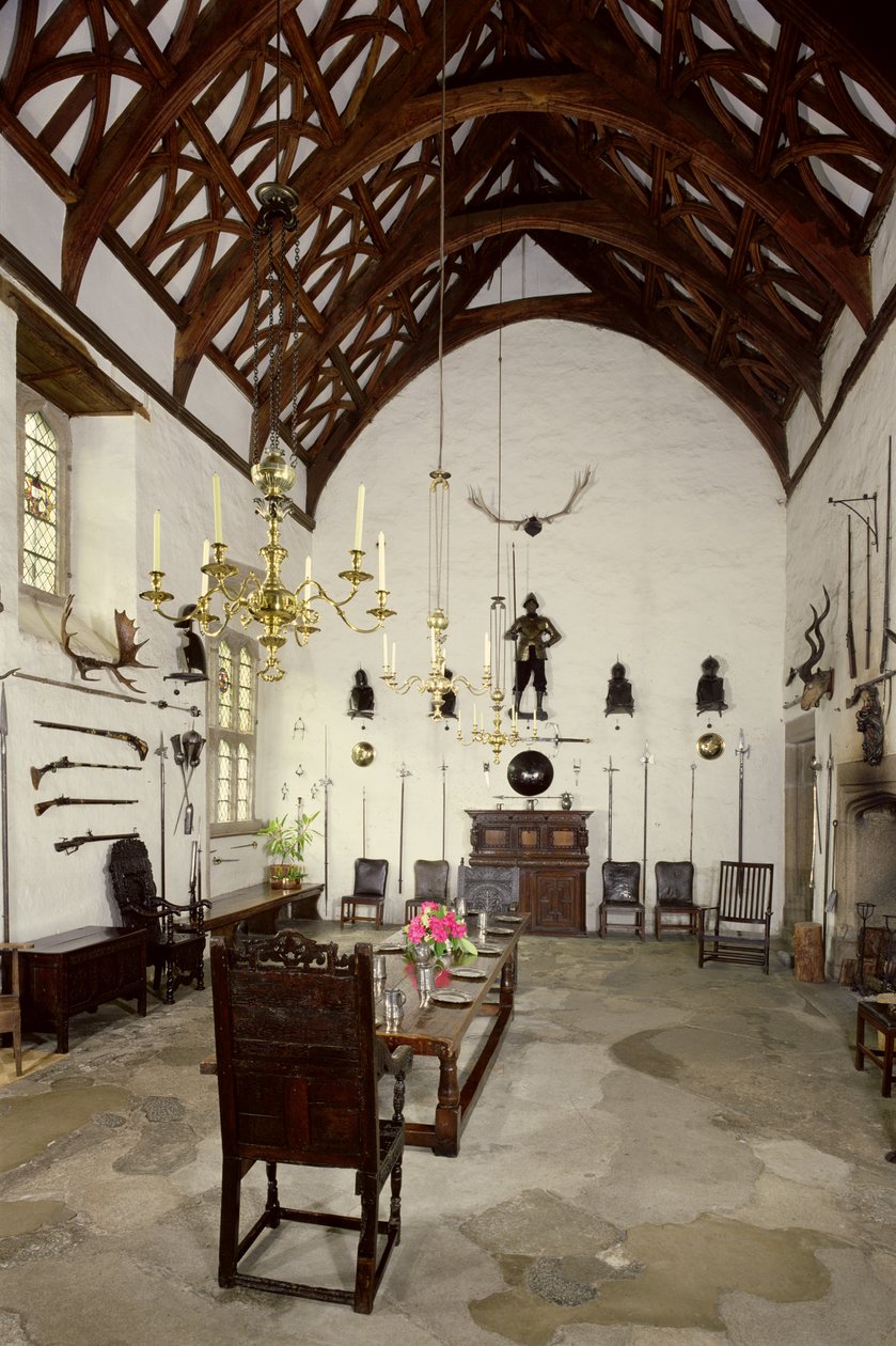 Interiøret i Great Hall, Cotehele House, Cornwall av Unbekannt Unbekannt