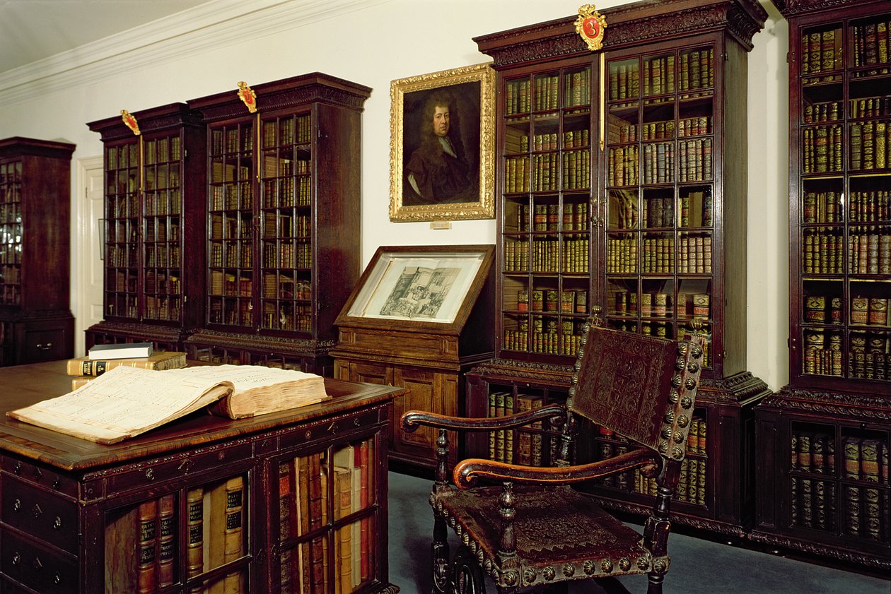 Innvendig utsikt over Pepys Library, Magdalene College, Cambridge av Unbekannt Unbekannt