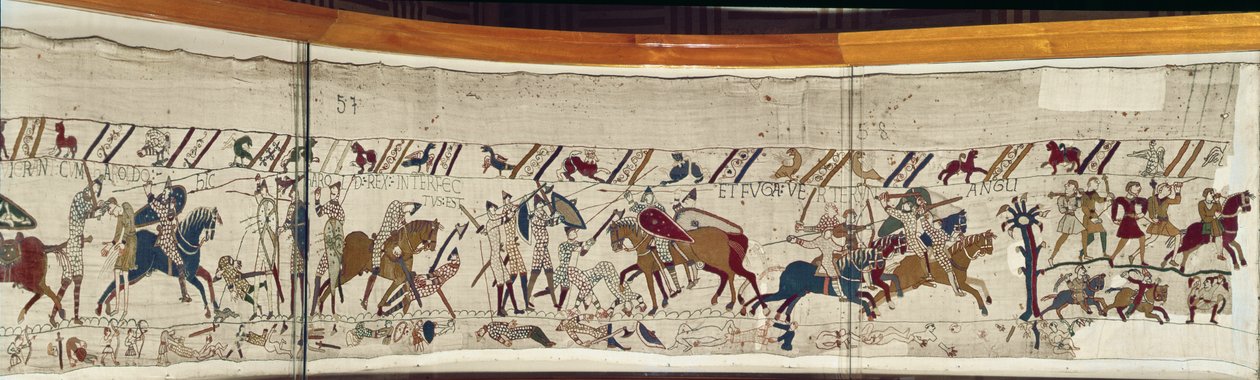 Kong Harold blir drept og engelskmennene snur på flukt, Bayeux Tapestry av Unbekannt Unbekannt