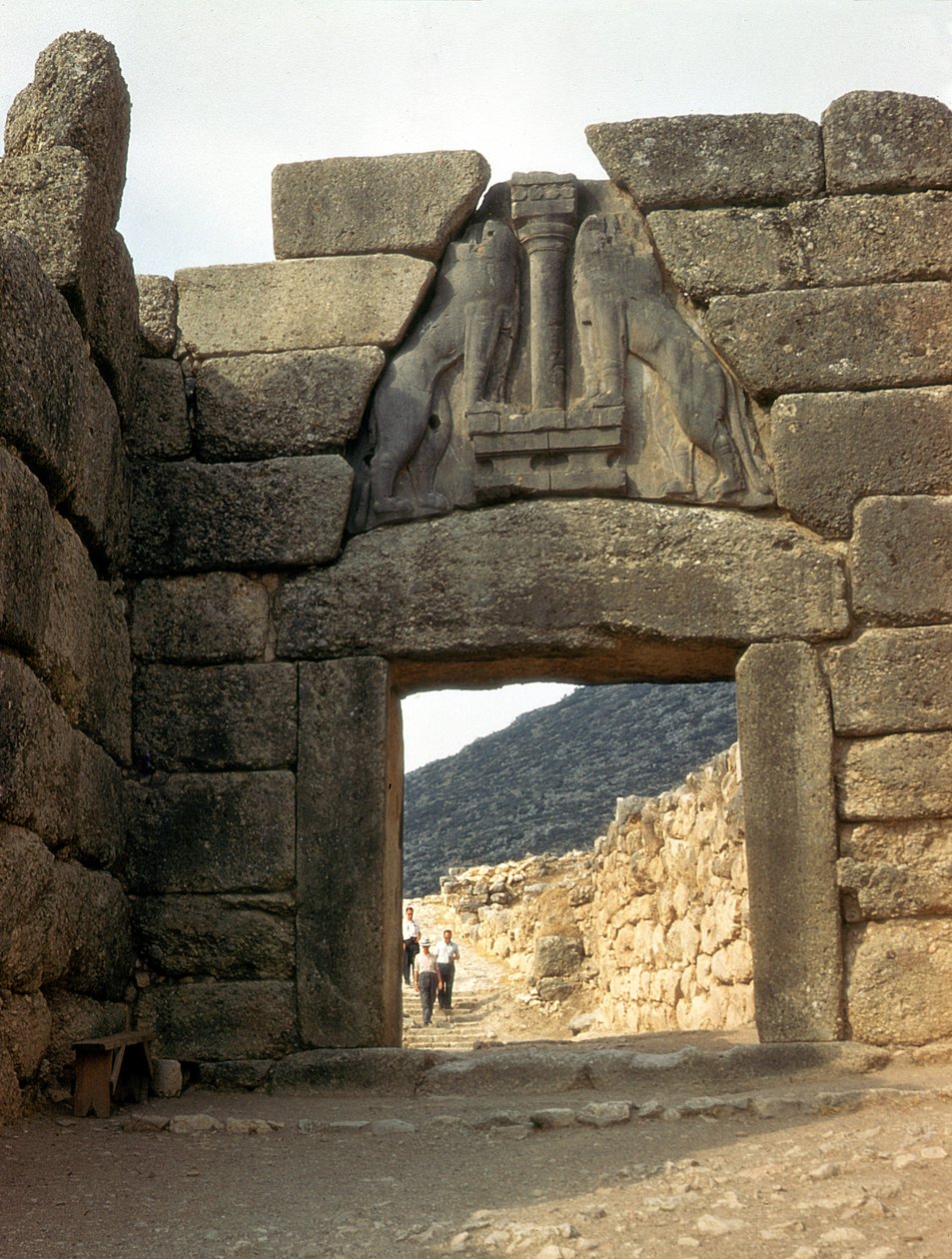 Løveporten over inngangen til Palace of Mycenae, Hellas, 1400-tallet f.Kr av Unbekannt Unbekannt