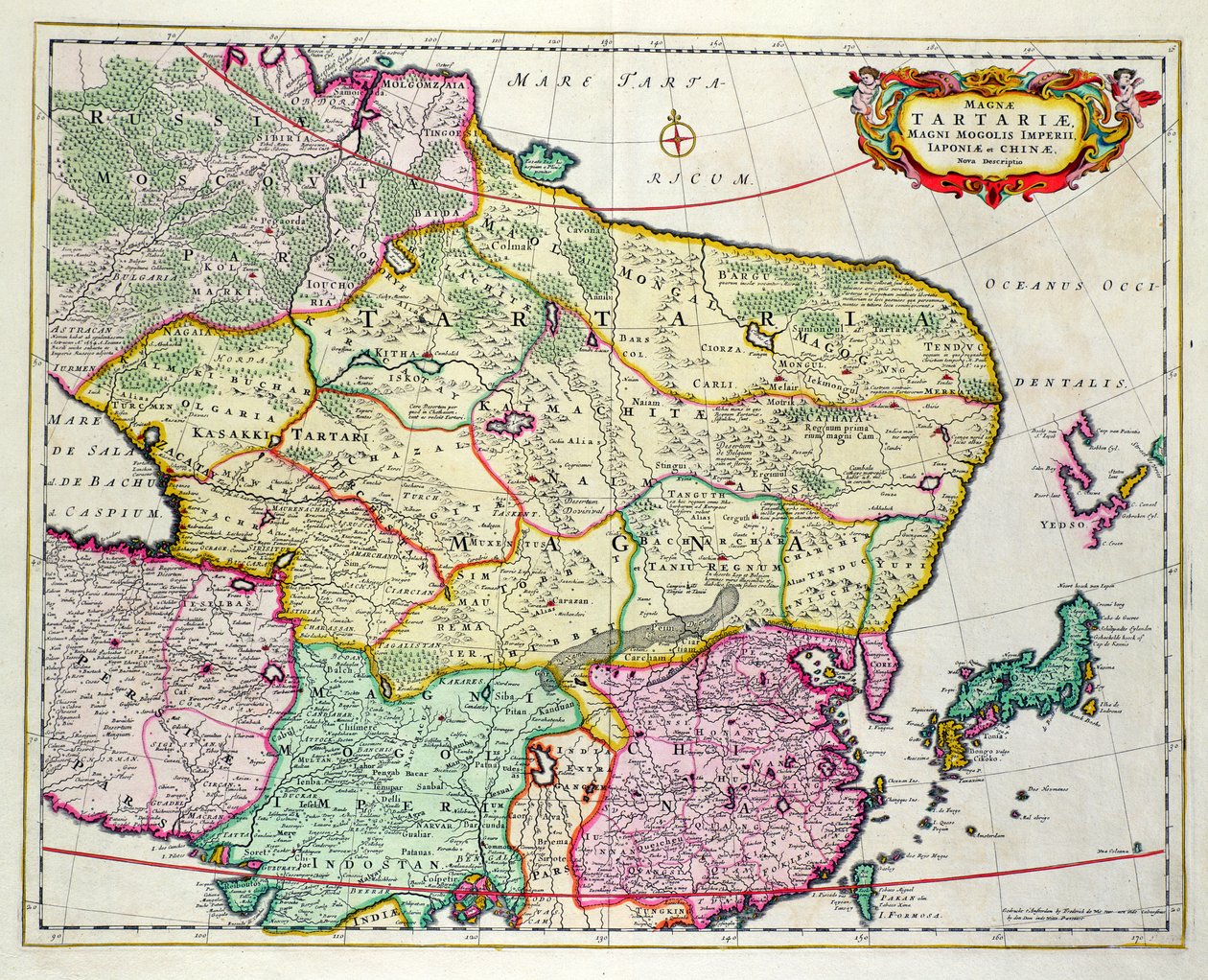 Kart over Mongolia som viser Japan og Kina, ca. 1680 av Frederick de Wit av Unbekannt Unbekannt