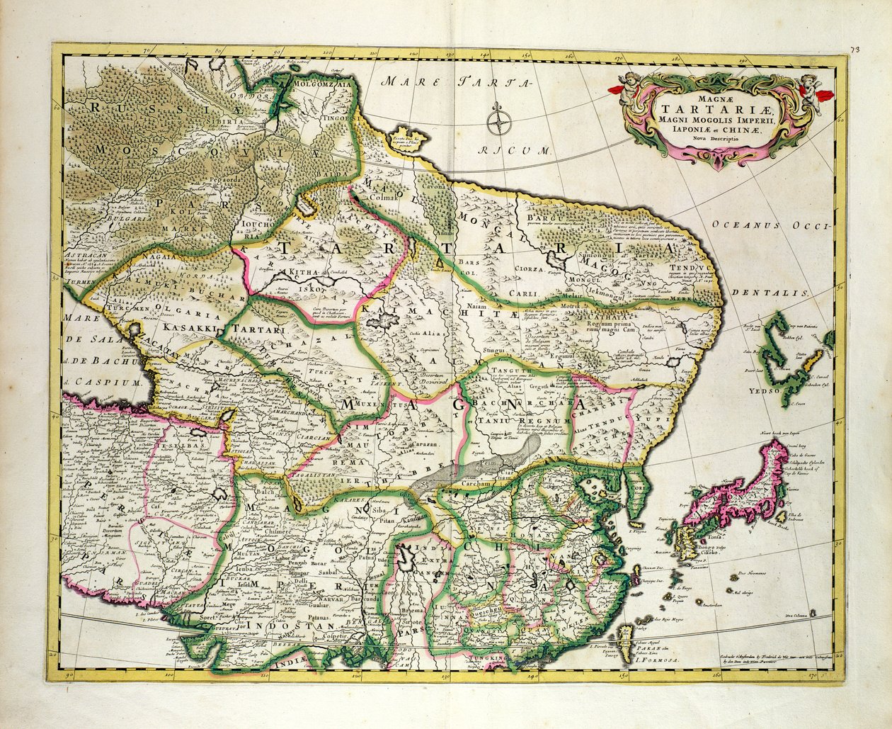 Kart over Mongolia som viser deler av Russland, Japan og Kina, ca. 1680, av Frederick de Wit av Unbekannt Unbekannt