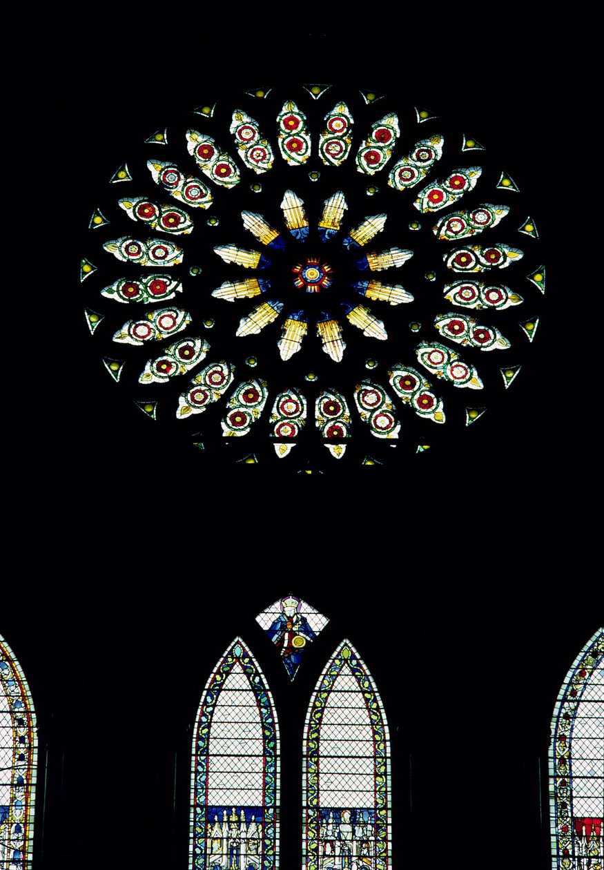 Marigold-vindu eller St.Catherines-vindu, ca. 1515. De røde og hvite rosene minnes foreningen av husene York og Lancaster ved Henry VIIs ekteskap. av Unbekannt Unbekannt