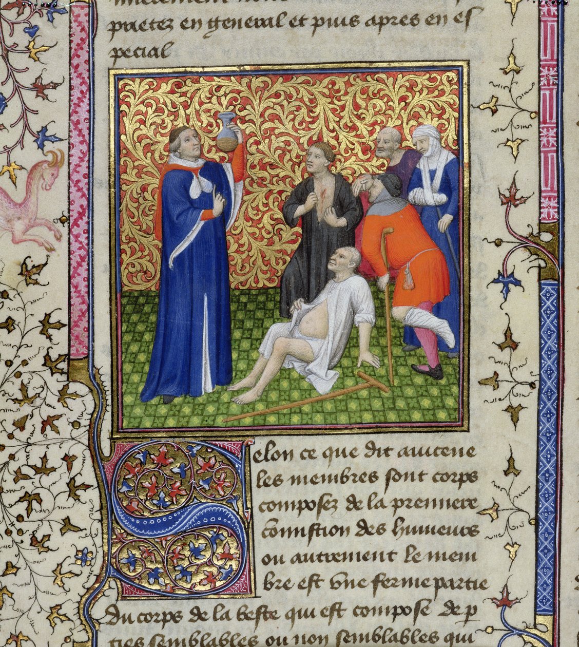 Ms.251 f.54v En lege med sine pasienter, fra Des Proprietez des Choses, ca. 1415 av Unbekannt Unbekannt