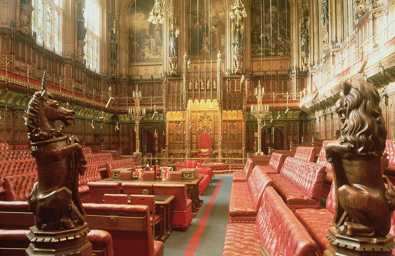 Palace of Westminster, interiøret i House of Lords ca. 1844, Augustus Welby Pugin (1812–52) av Unbekannt Unbekannt
