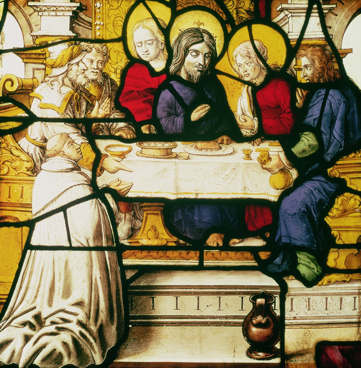 Panel som viser St. Andreas ved nattverden i Emmaus av Unbekannt Unbekannt