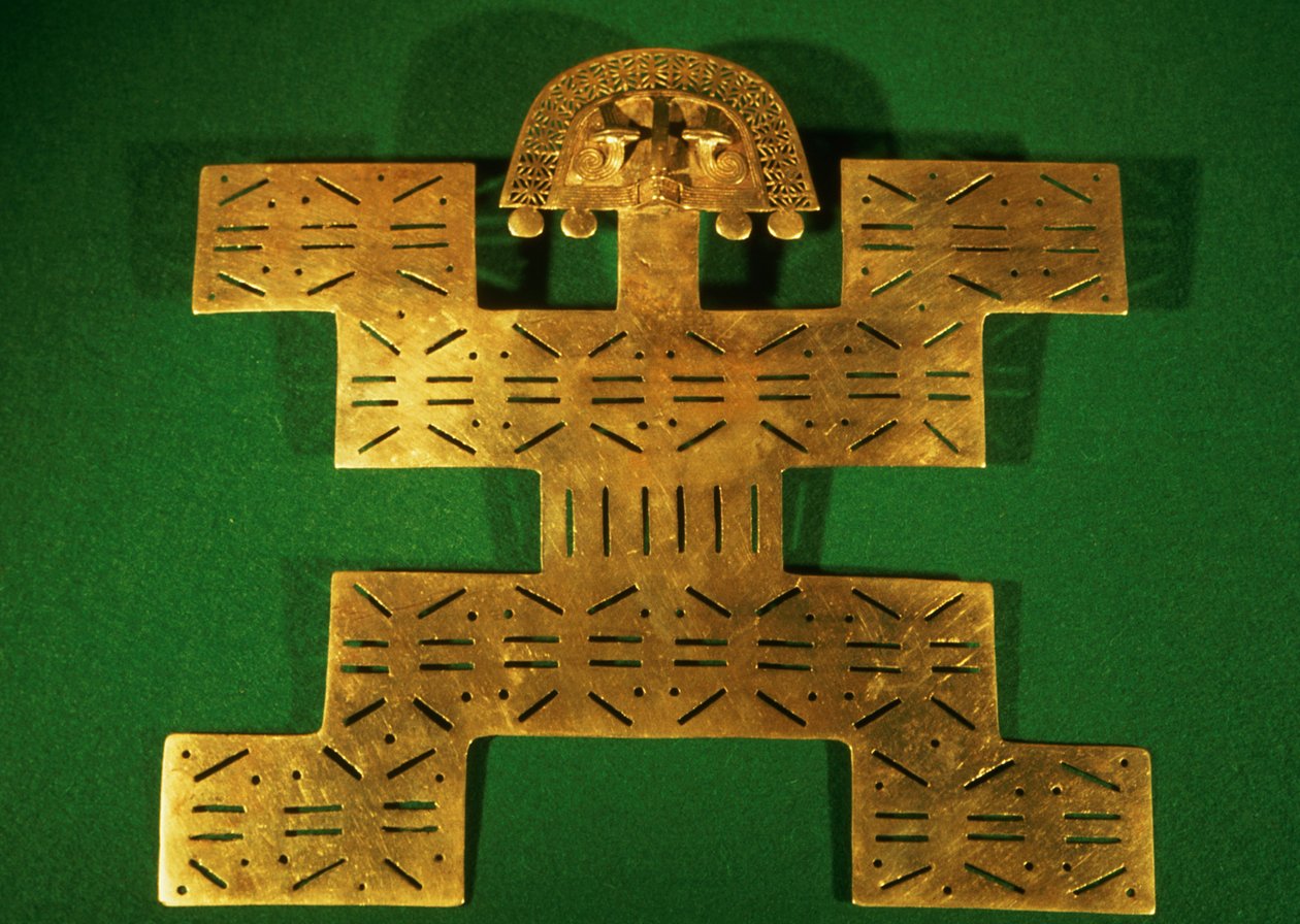Pectoral ornament fra Tolima-regionen, Colombia, ca. 500-1500 e.Kr. (gull) av Unbekannt Unbekannt