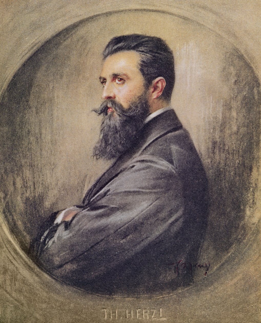 Portrett av Theodor Herzl (1860-1904) (pastell på papir) av Unbekannt Unbekannt