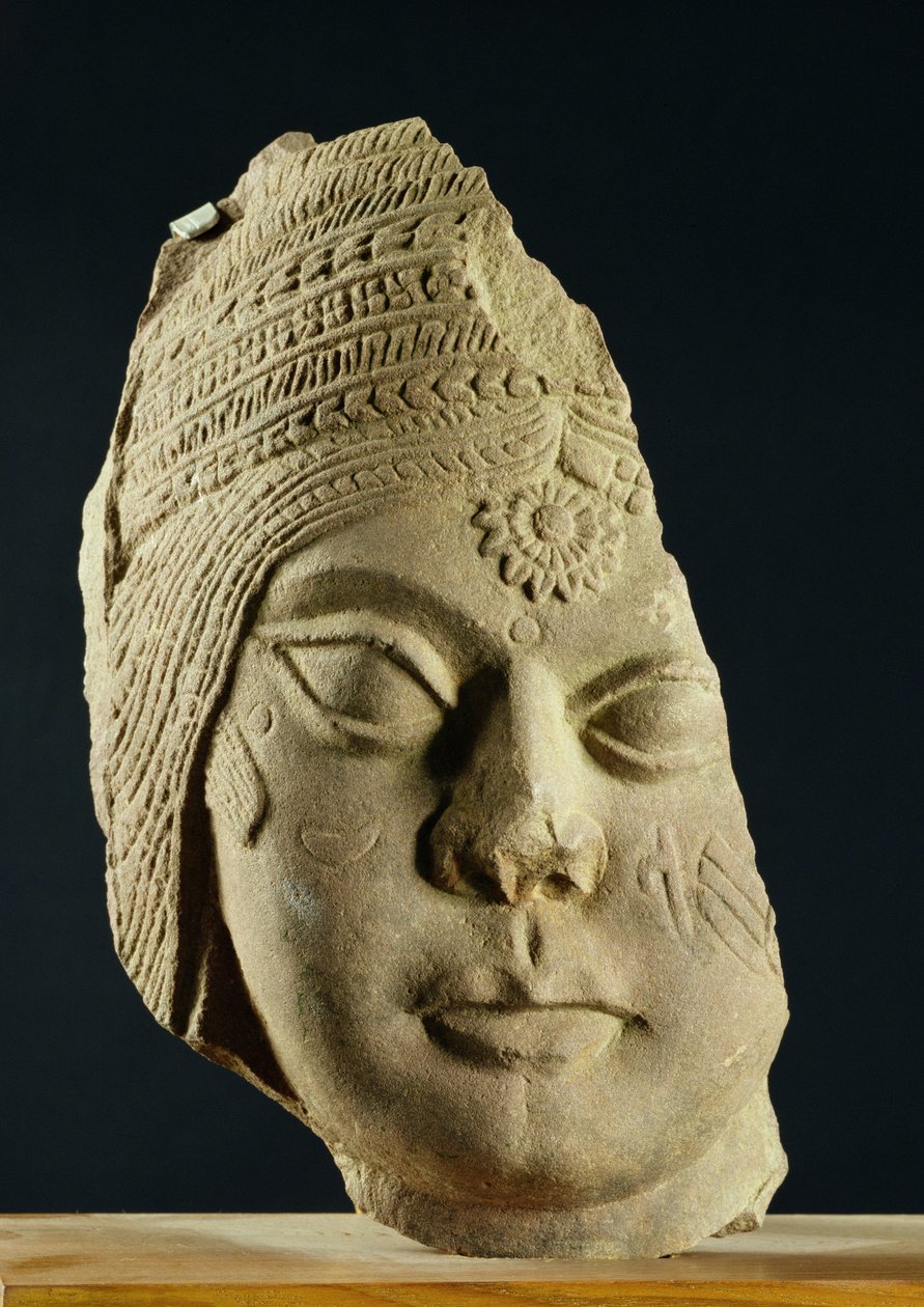 Rød sandsteinshode av Yakshi, Bharhut, 2. århundre f.Kr av Unbekannt Unbekannt