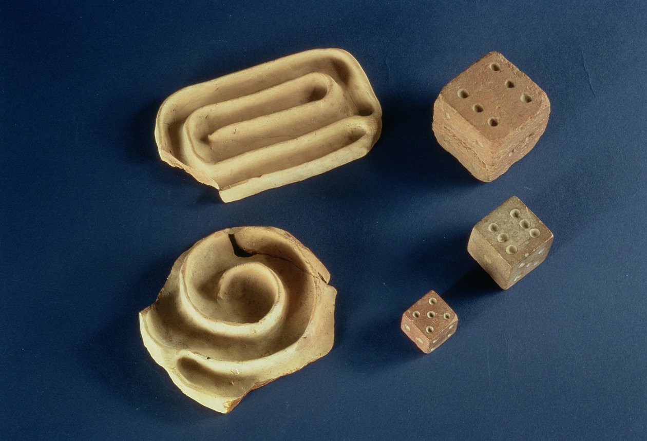 Sandsteinsterninger og terrakotta labyrintspill, Harappa, 2300-1750 f.Kr. av Unbekannt Unbekannt