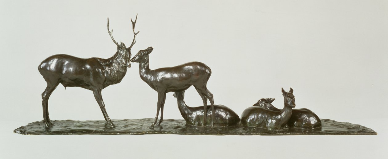 Stag and Deer with Fawns av Rembrandt Bugatti (1885-1916) av Unbekannt Unbekannt