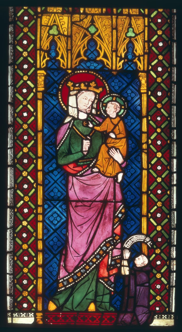 Glassmaleri som viser Madonna og barn fra Köln, ca. 1380 av Unbekannt Unbekannt