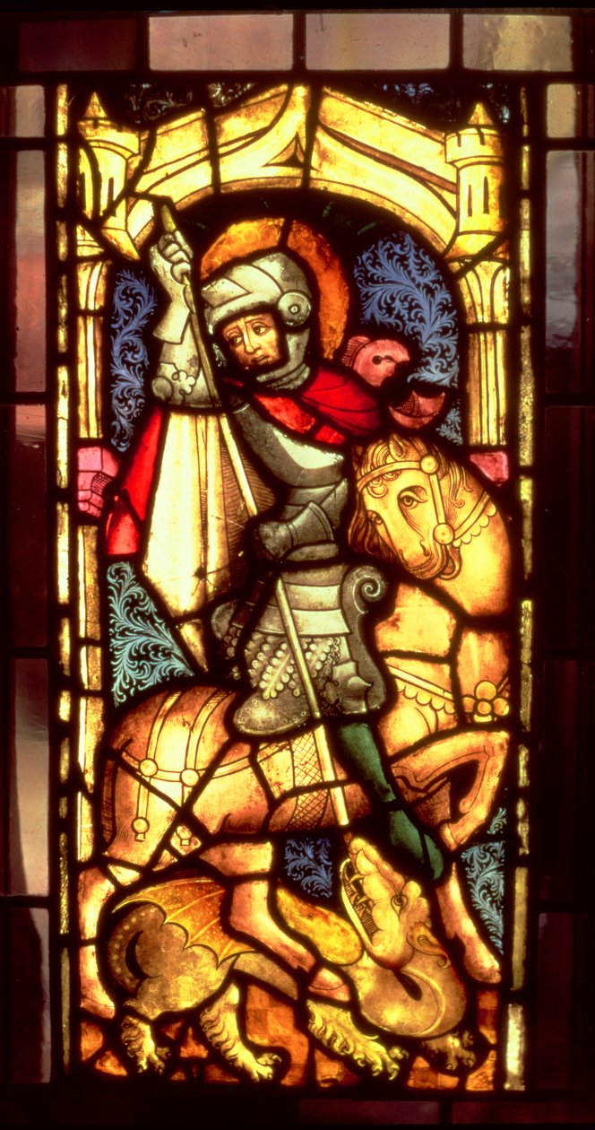 Glassmaleri som viser St. George og dragen fra Köln, ca. 1300 av Unbekannt Unbekannt