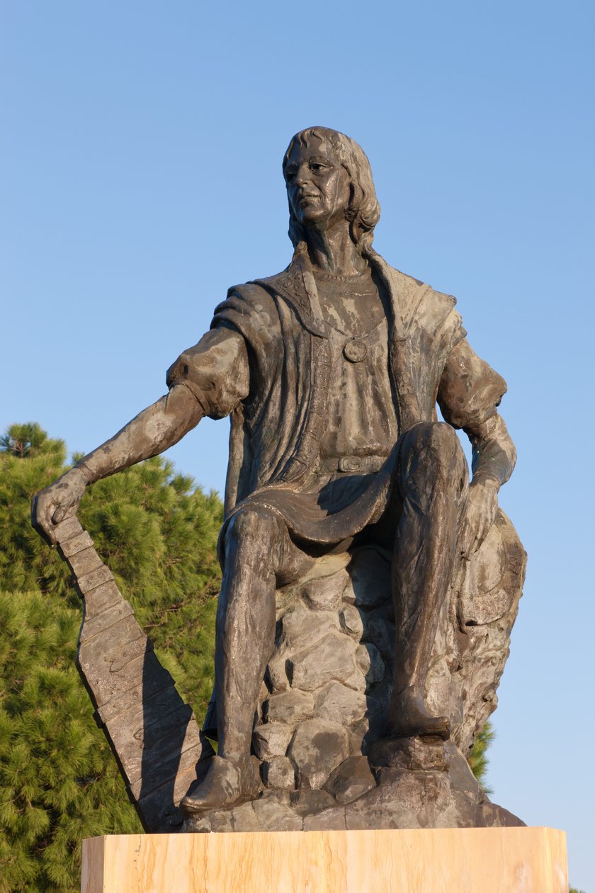 Statue av Christopher Columbus ved La Rabida-klosteret, Huelva-provinsen, Andalusia, Sør-Spania. av Unbekannt Unbekannt