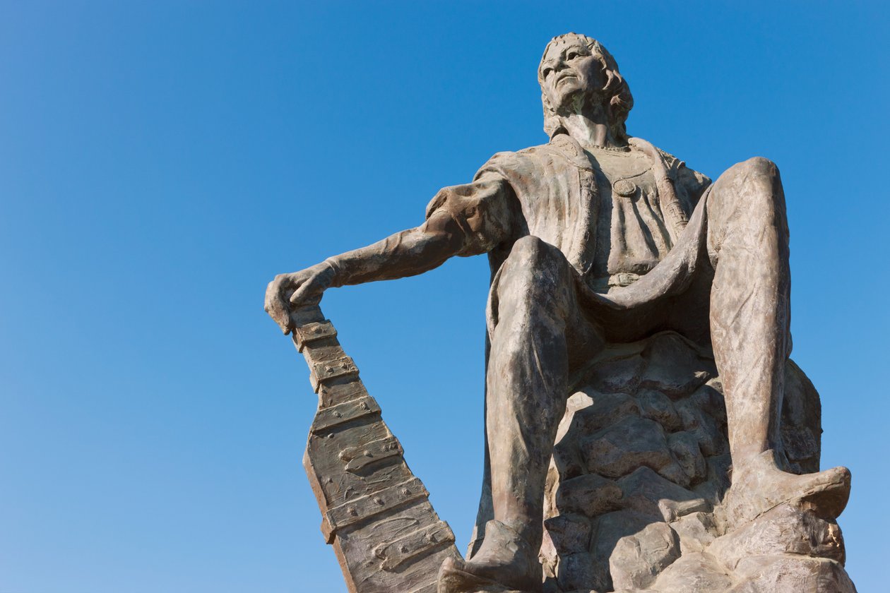 Statue av Christopher Columbus ved La Rabida-klosteret, Huelva-provinsen, Andalusia, Sør-Spania. av Unbekannt Unbekannt
