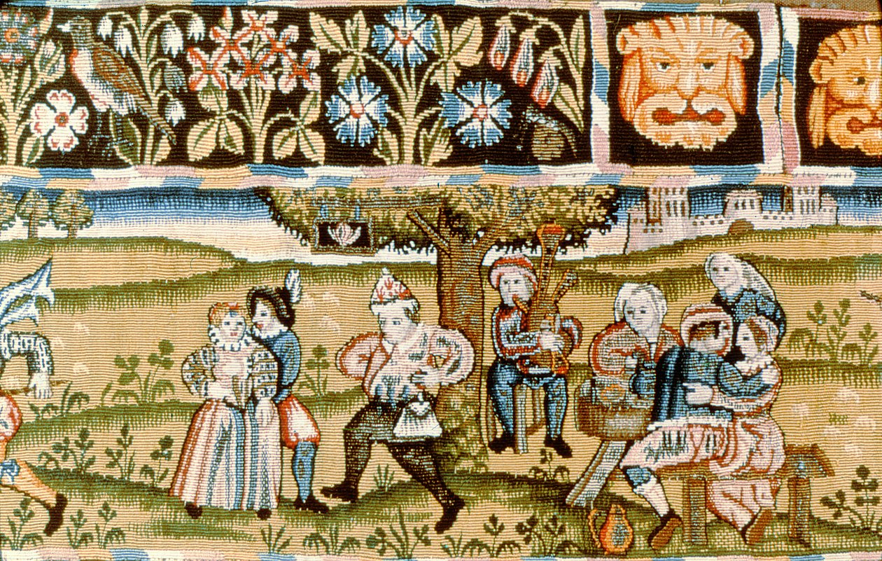 Tapestry-kappe som viser jaktscener, engelsk tidlig på 1600-tallet av Unbekannt Unbekannt