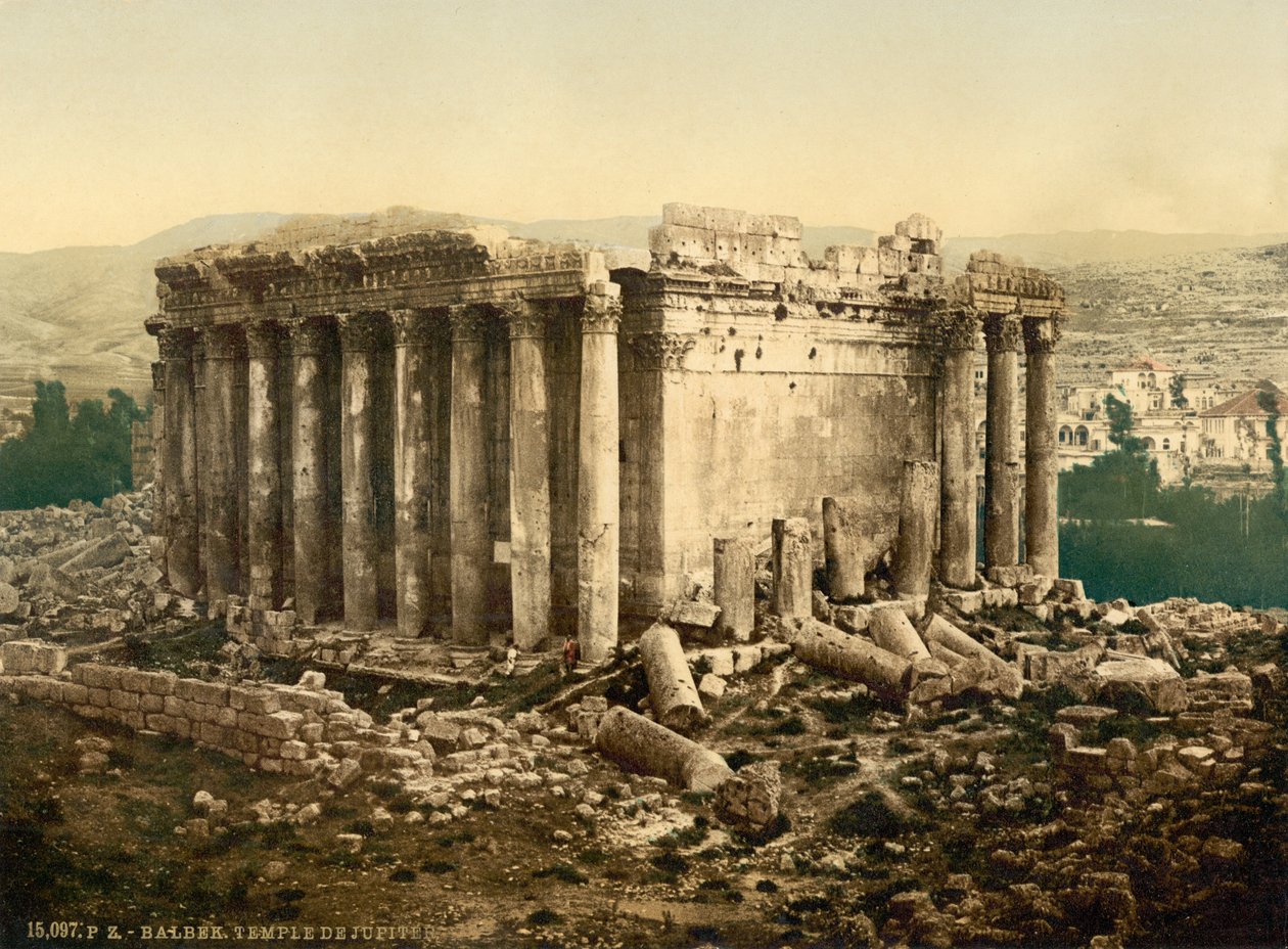 Jupiter-tempelet, eksteriør, Baalbek, Det hellige land, (dvs. Ba'labakk, Libanon), ca. 1890-c. 1900 av Unbekannt Unbekannt