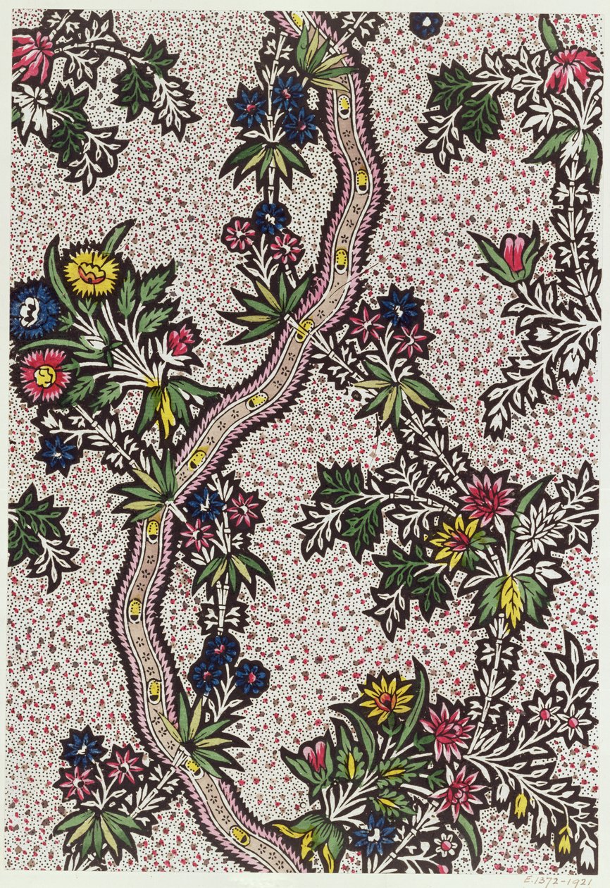 Tekstildesign av planteformer og serpentinbånd, ca. 1770 av Unbekannt Unbekannt