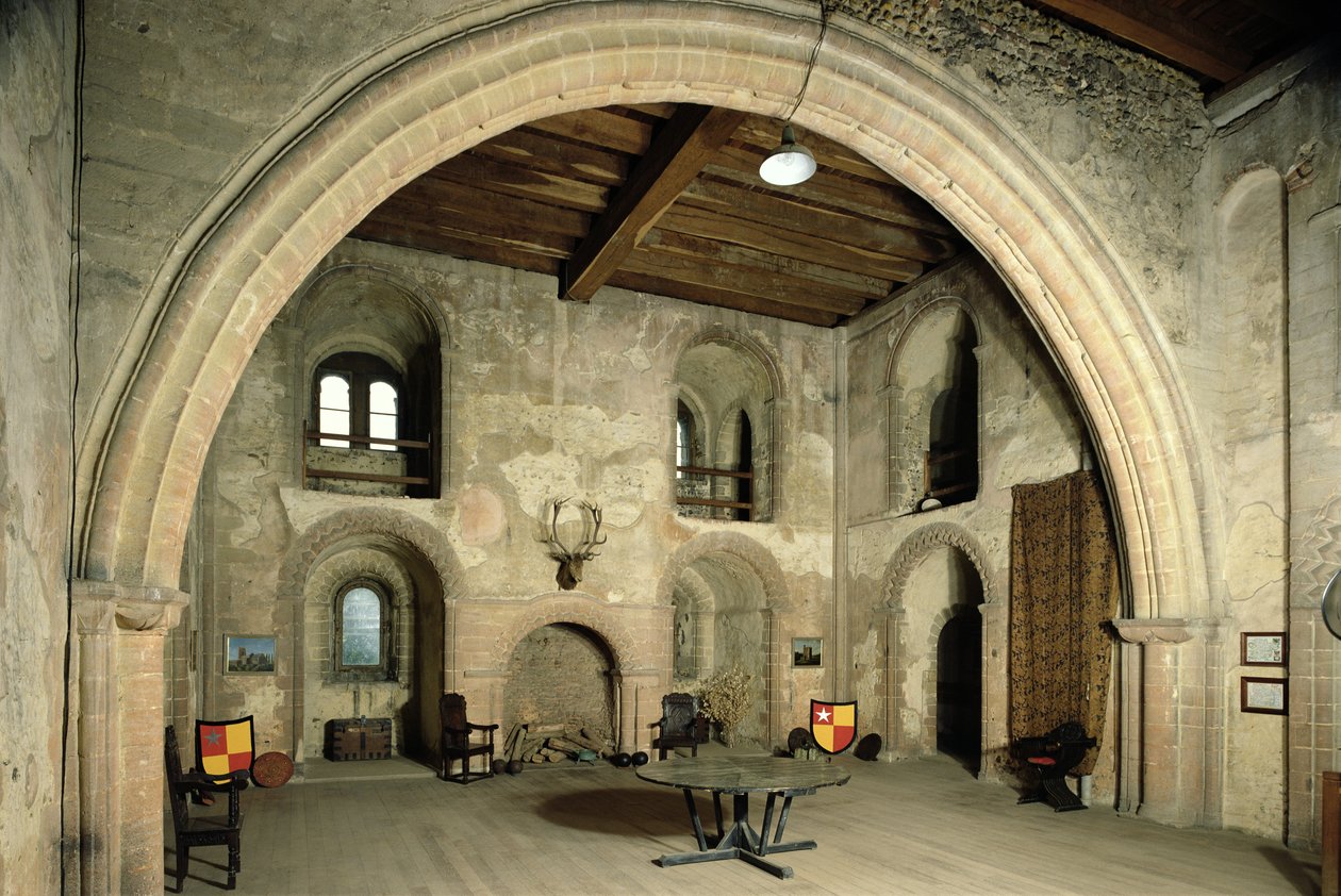 Banketthallen, Hedingham Castle, English School, (1100-tallet), Essex, Storbritannia av Unbekannt Unbekannt