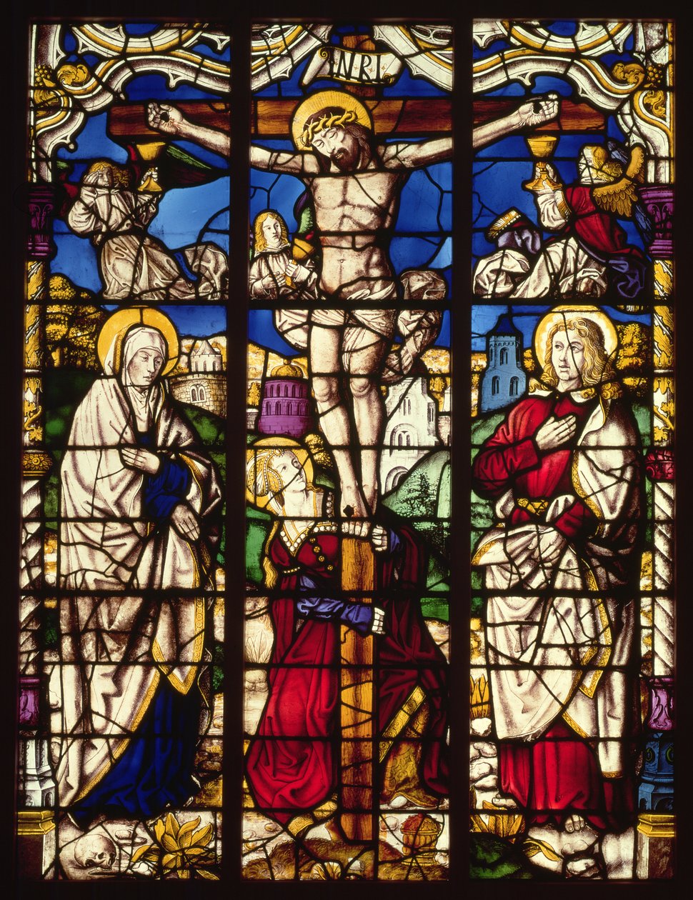 Korsfestelsen, glassmalerier, sannsynligvis fra Abbey of Altenberg, nær Köln, kanskje designet av maleren kjent som Master of the Holy Kindred, ca. 1500 av Unbekannt Unbekannt