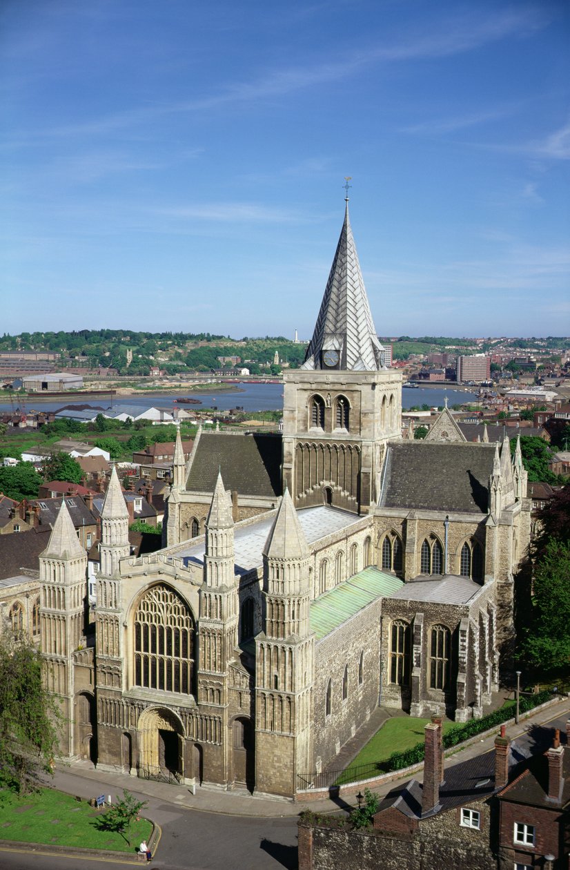 Utsikt over Rochester Cathedral fra slottet av Unbekannt Unbekannt
