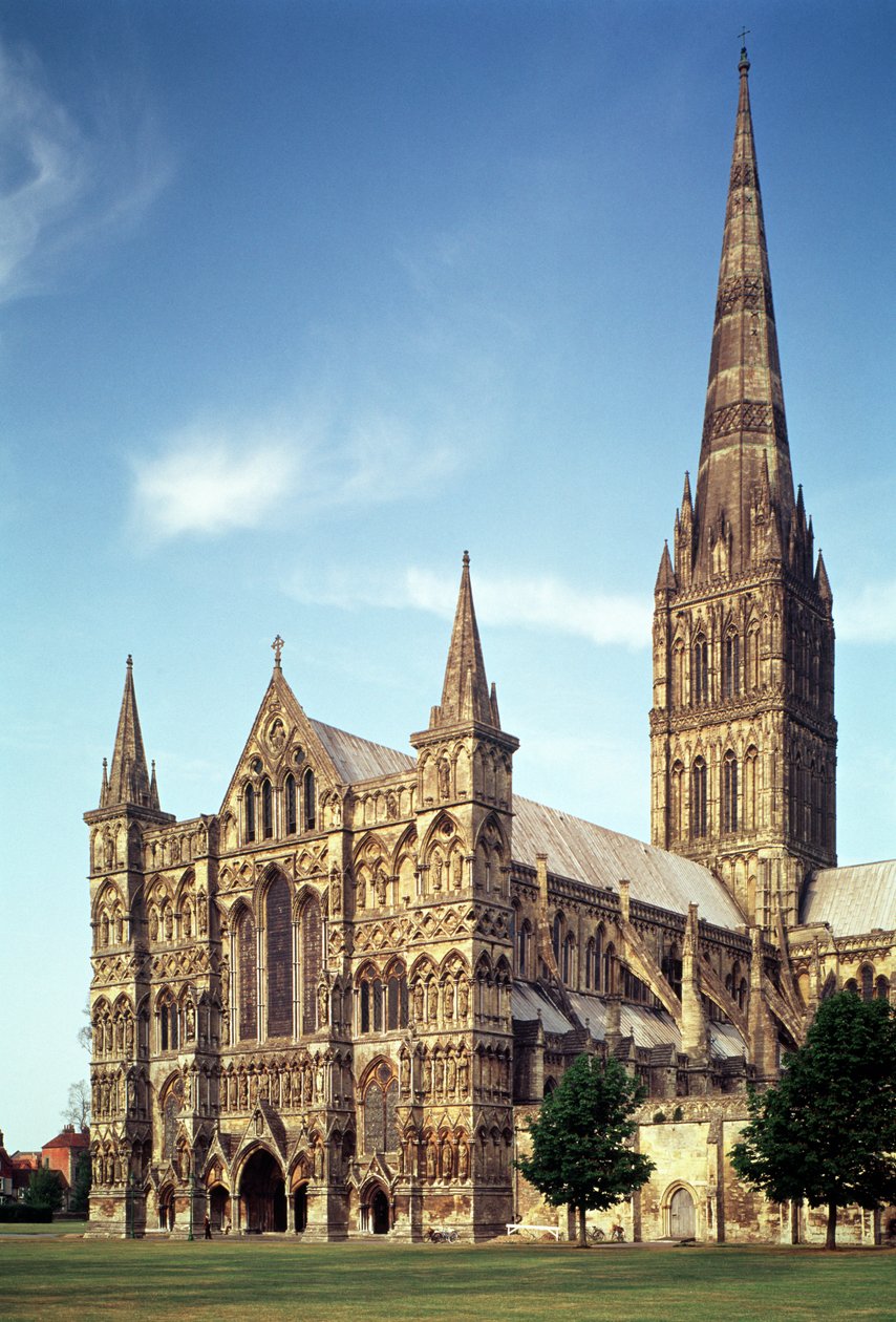 Utsikt over Salisbury katedral fra sørvest, 1220-58 av Unbekannt Unbekannt