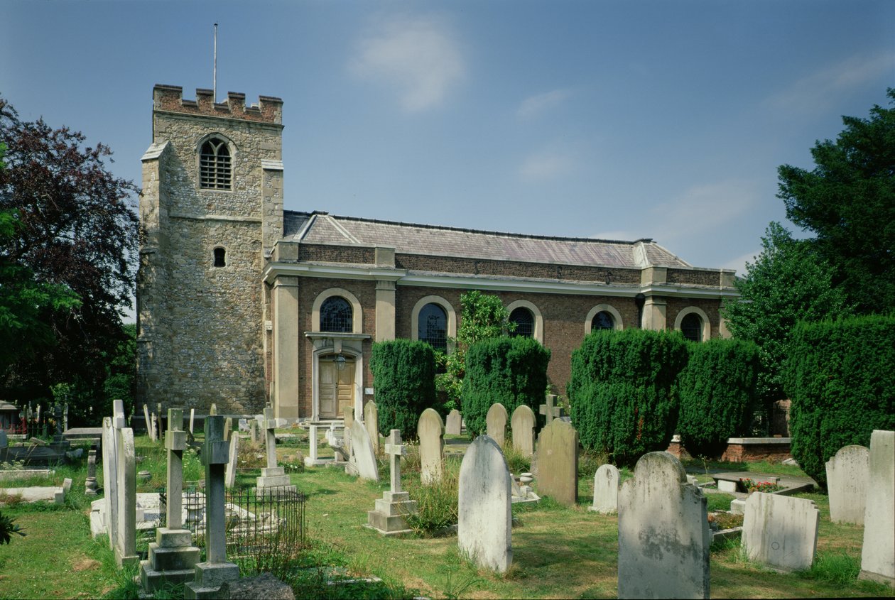 Utsikt over St. Lawrence Whitchurch, Little Stanmore, London av Unbekannt Unbekannt