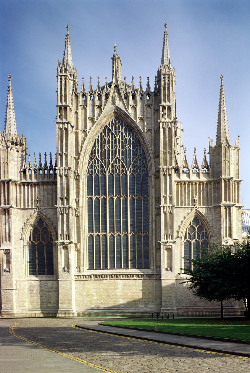 York Minster, utsikt over vestvinduet, English School, (1400-tallet), Yorkshire, Storbritannia av Unbekannt Unbekannt