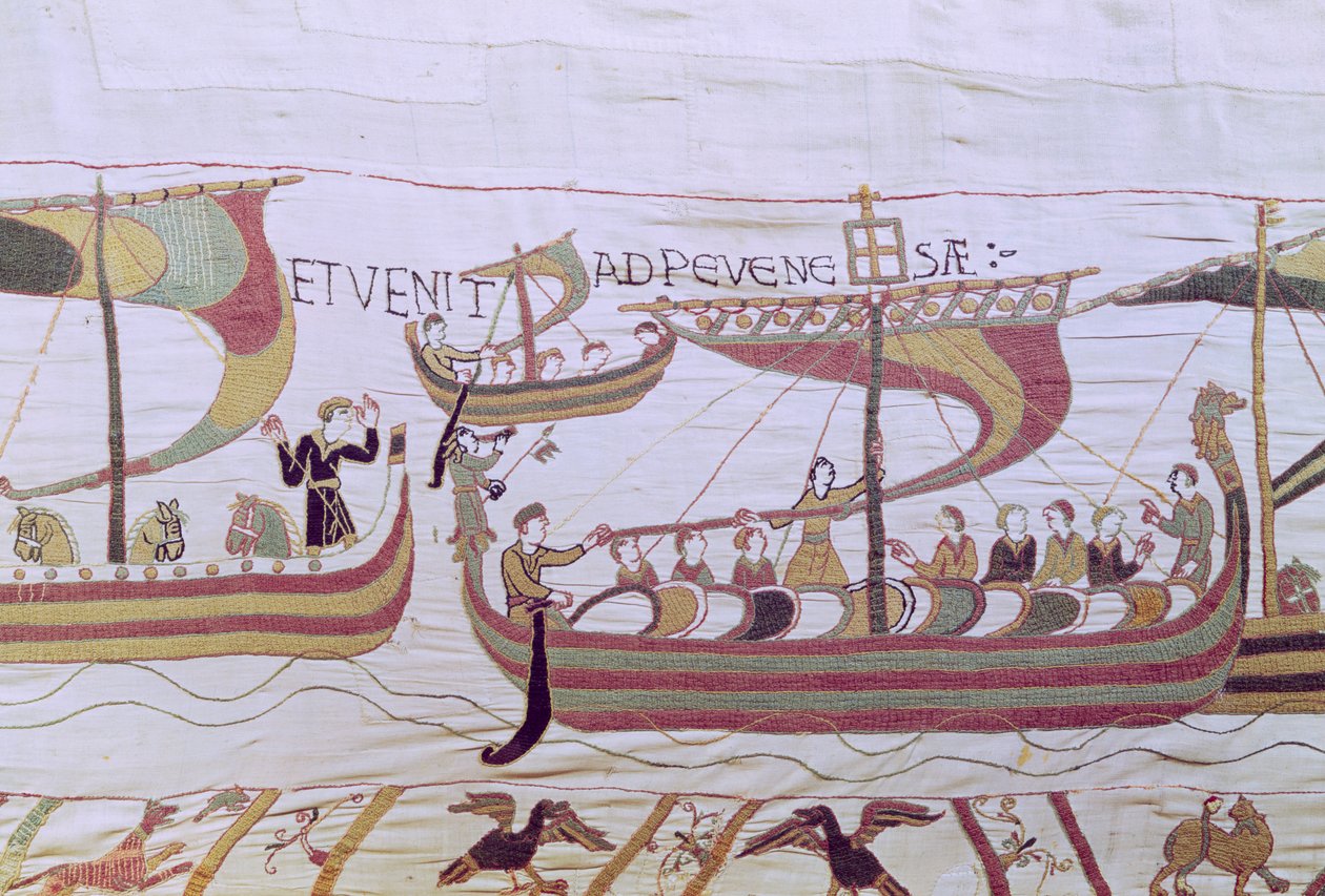 Duke William og den normanniske invasjonsflåten krysser kanalen, Bayeux Tapestry av Unbekannt Unbekannt