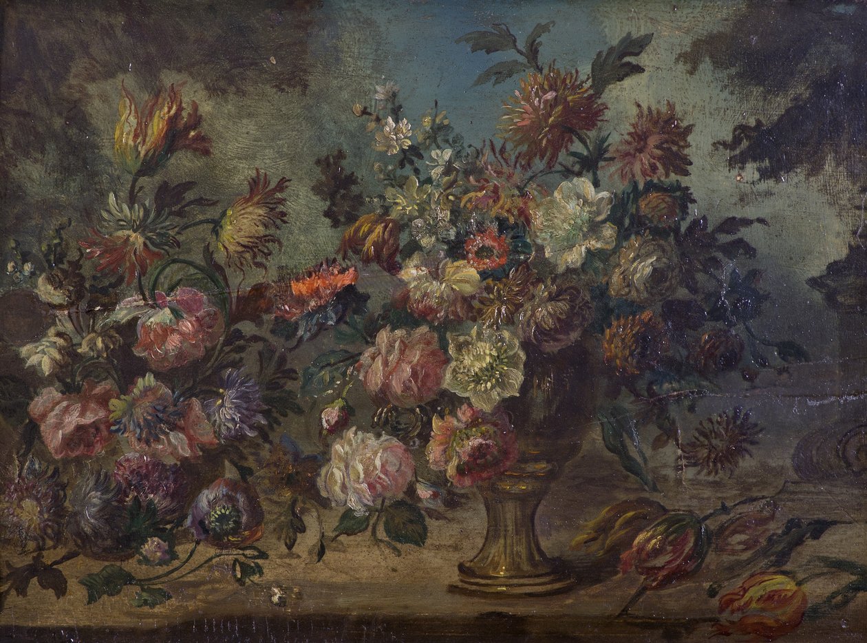 Blomster på en avsats av Unbekannt Unbekannt