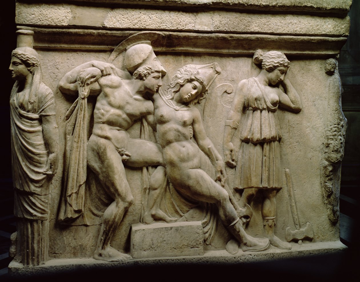 Gresk sarkofag med en scene som viser slaget ved Amazonas, ca. 350 f.Kr av Unbekannt Unbekannt