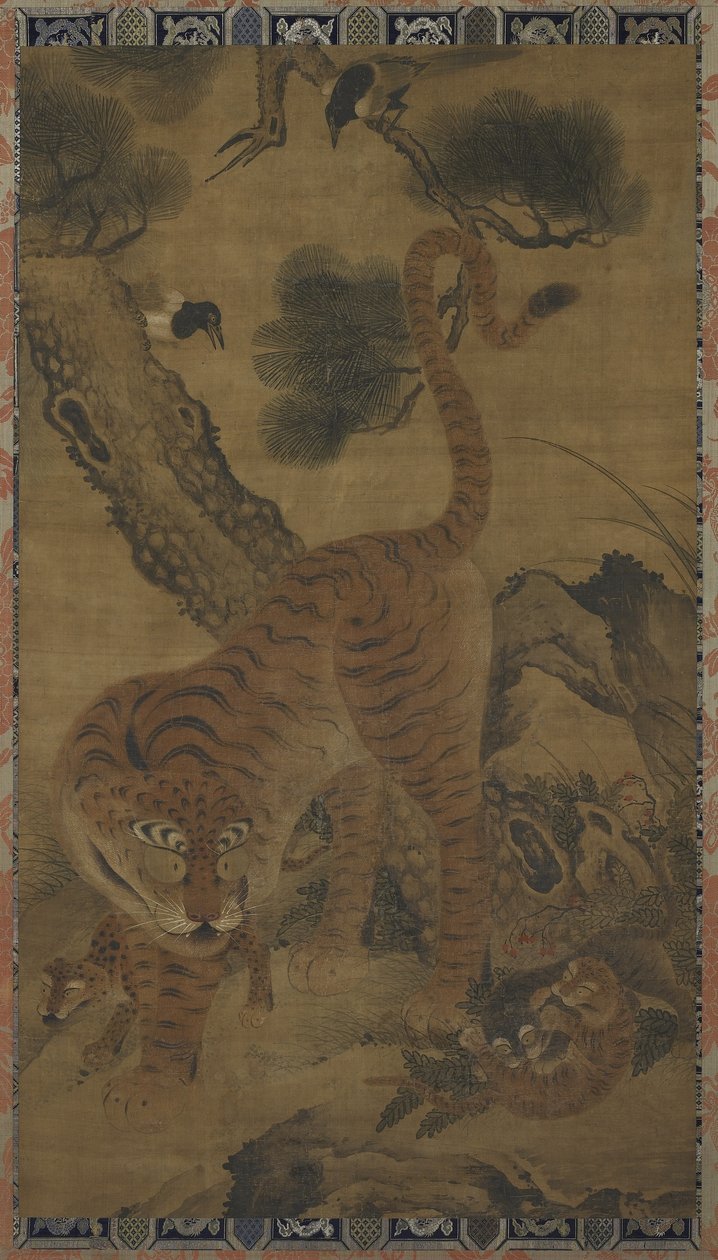 Hengende rulle: tiger og unger, Korea eller Kina, Choson-perioden eller Ming-dynastiet, 1700-tallet eller 1400-1500-tallet av Unbekannt Unbekannt