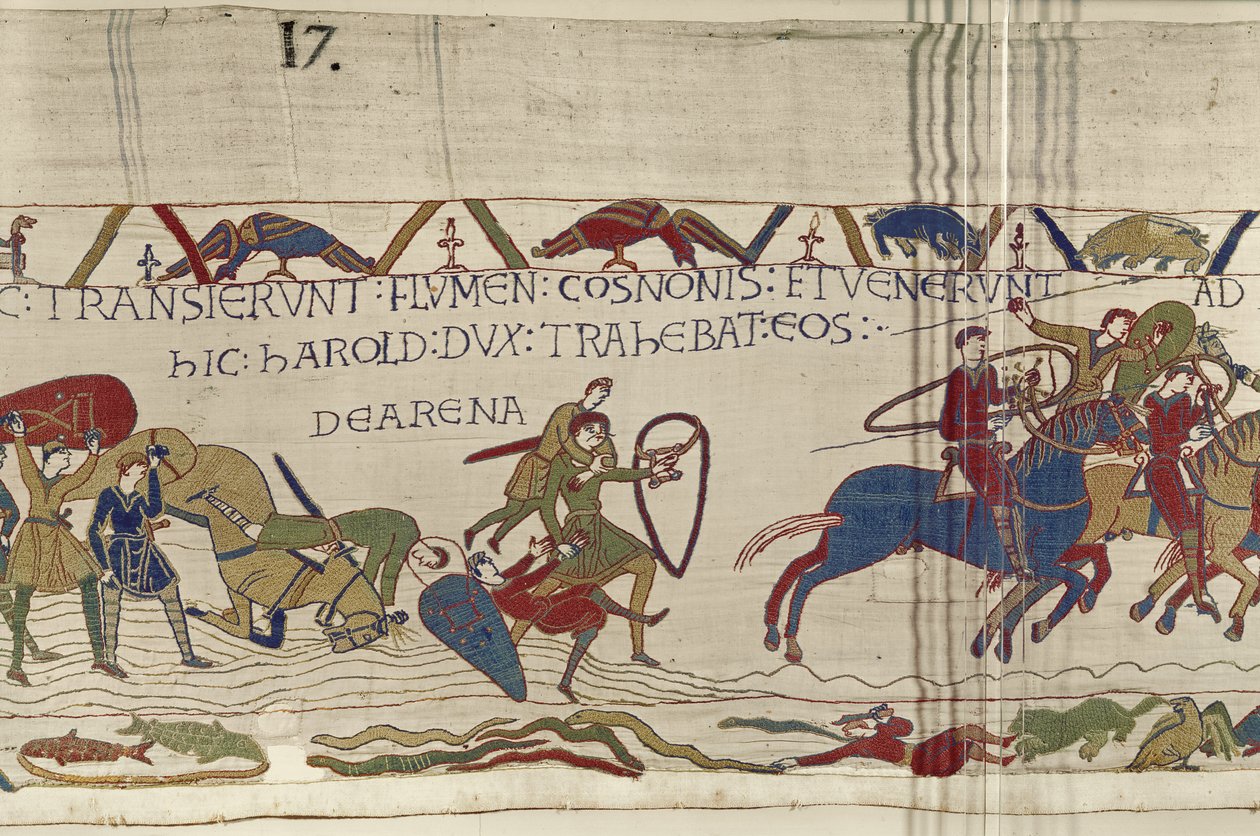 Harold drar Norman Soldiers fra Quicksand, Bayeux-teppet av Unbekannt Unbekannt