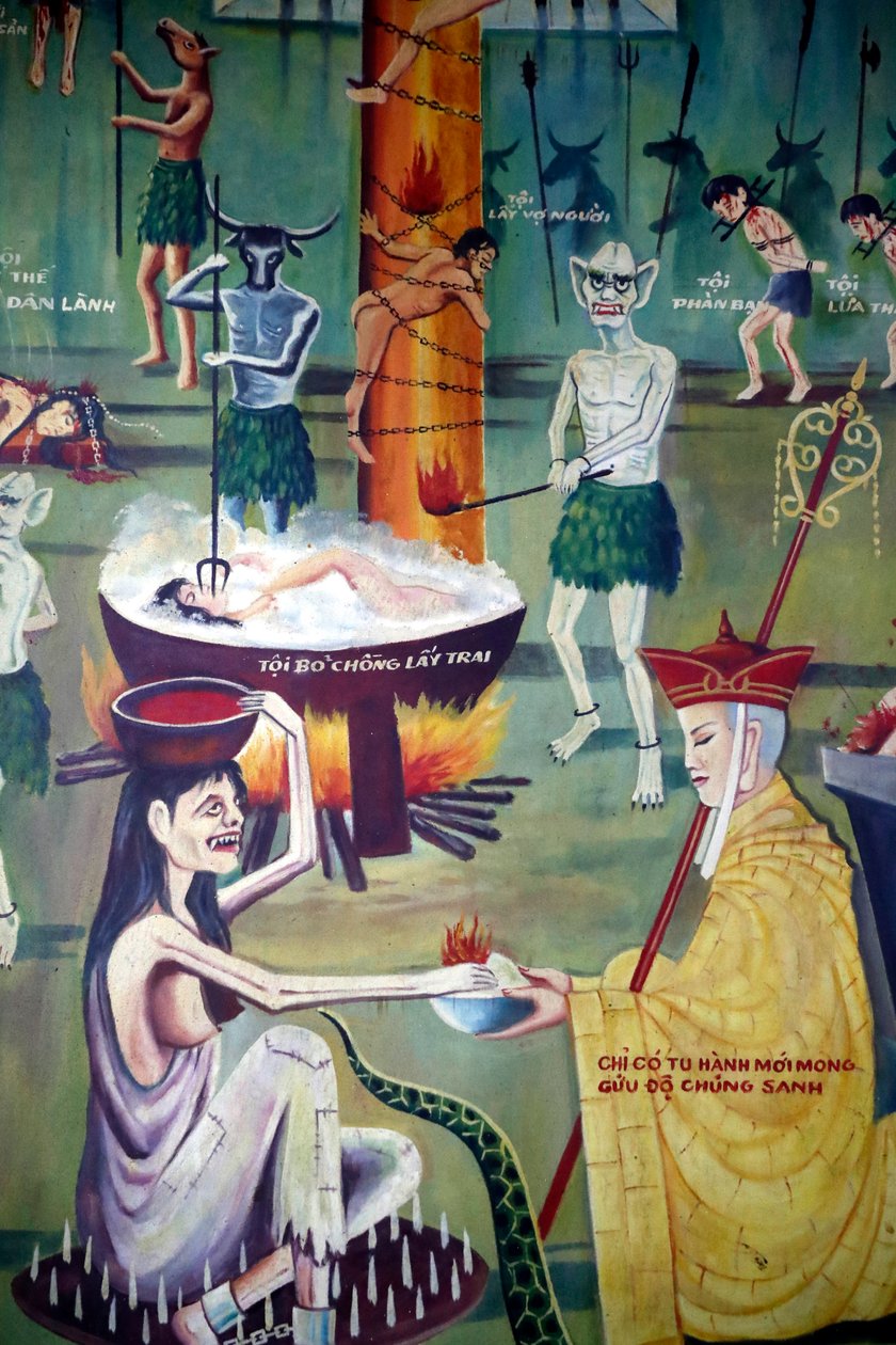 Phu Long buddhisttempel, buddhistisk skjærsild, maleri, Ho Chi Minh-byen, Vietnam av Unbekannt Unbekannt