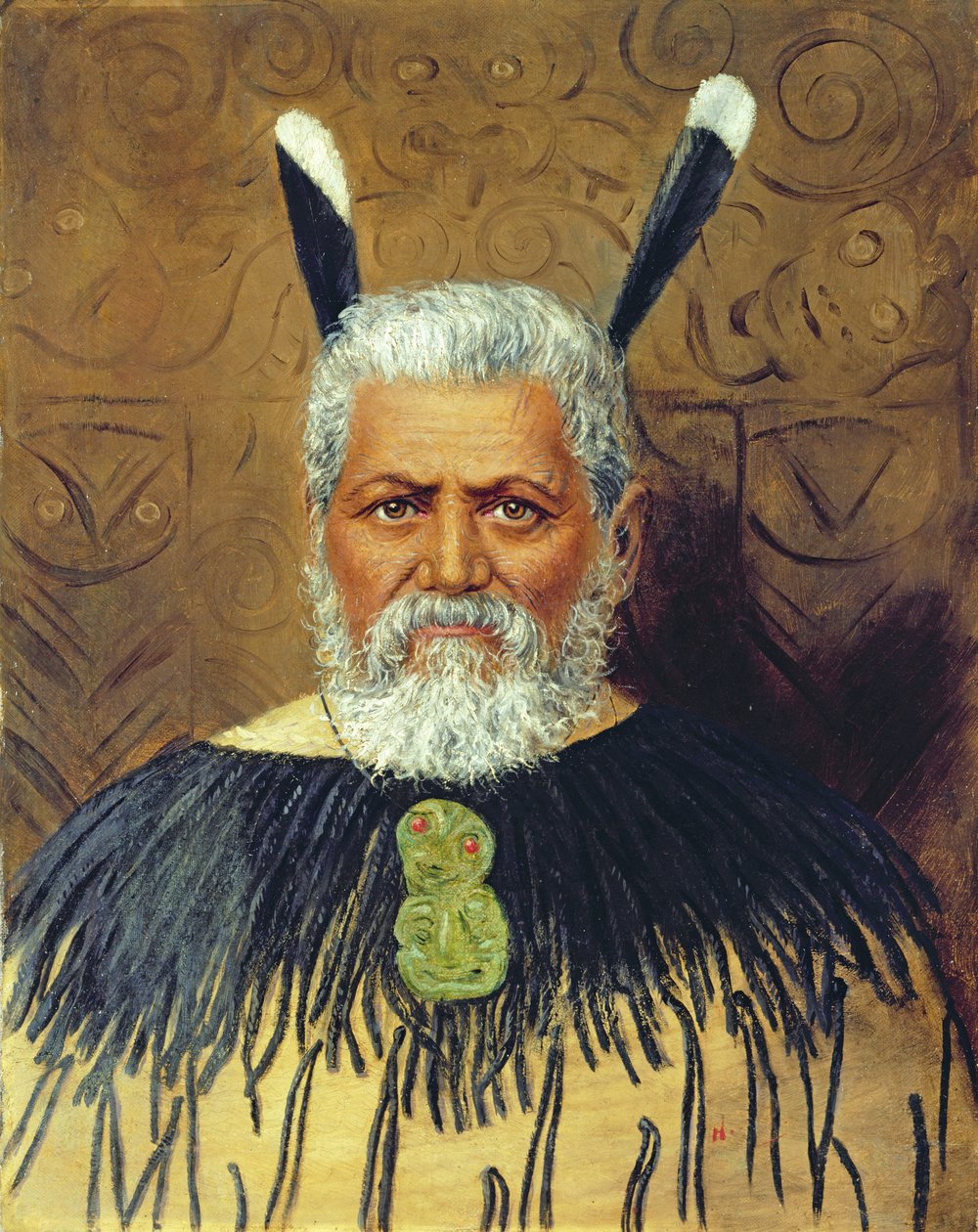 Portrett av en maori, ca. 1890 av Unbekannt Unbekannt