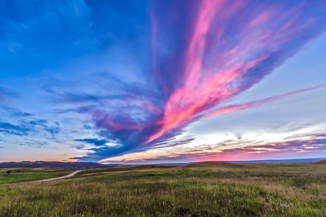 Solnedgang ved Reesor Ranch, i utkanten av Cypress Hills, på grensen mellom Alberta og Saskatchewan, 4. juli 2014 av Unbekannt Unbekannt