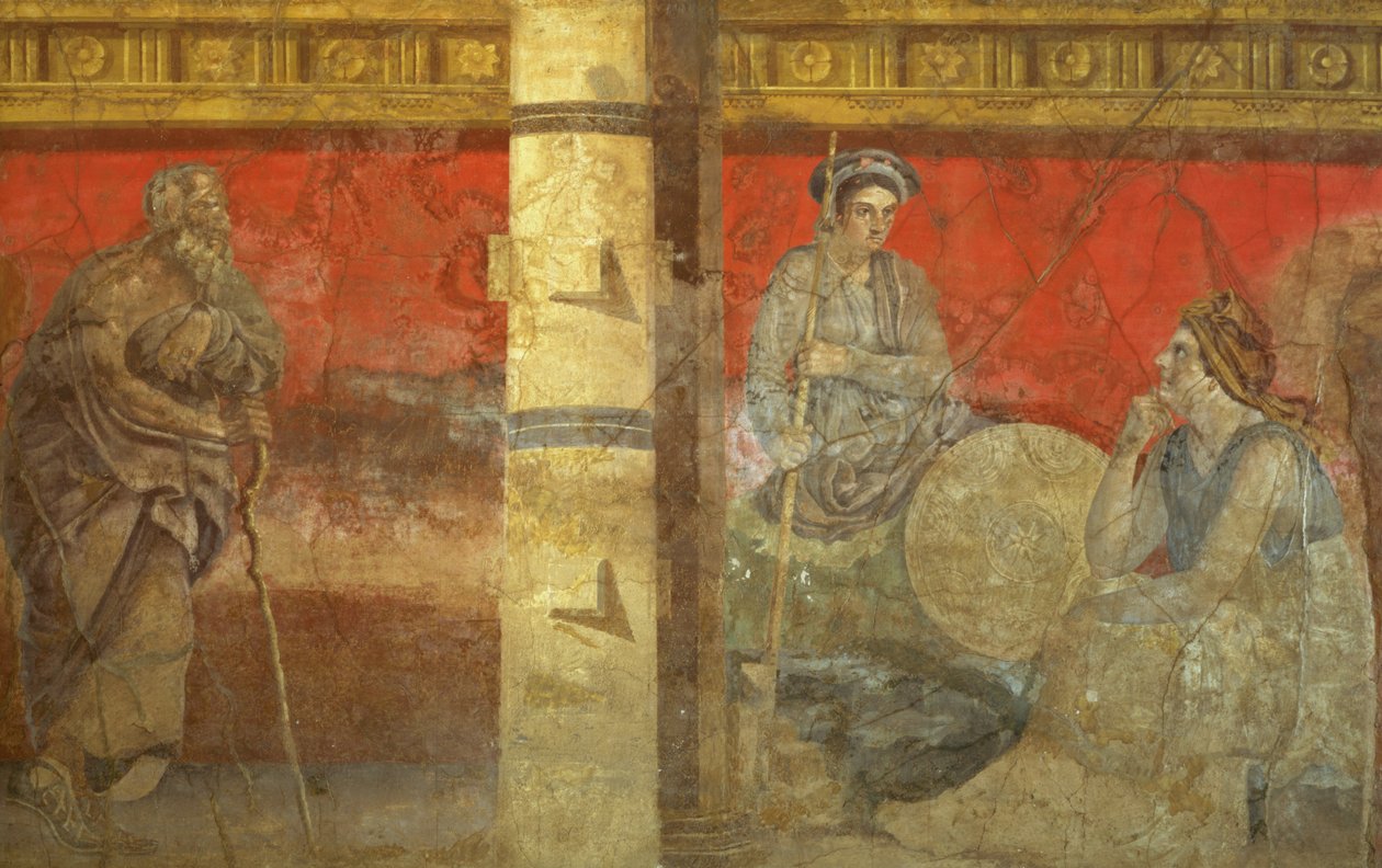 Personifiseringen av Makedonia og en filosof, fra villaen til P. Fannius Synistor, Boscoreale, ca. 50-40 f.Kr. av Unbekannt Unbekannt
