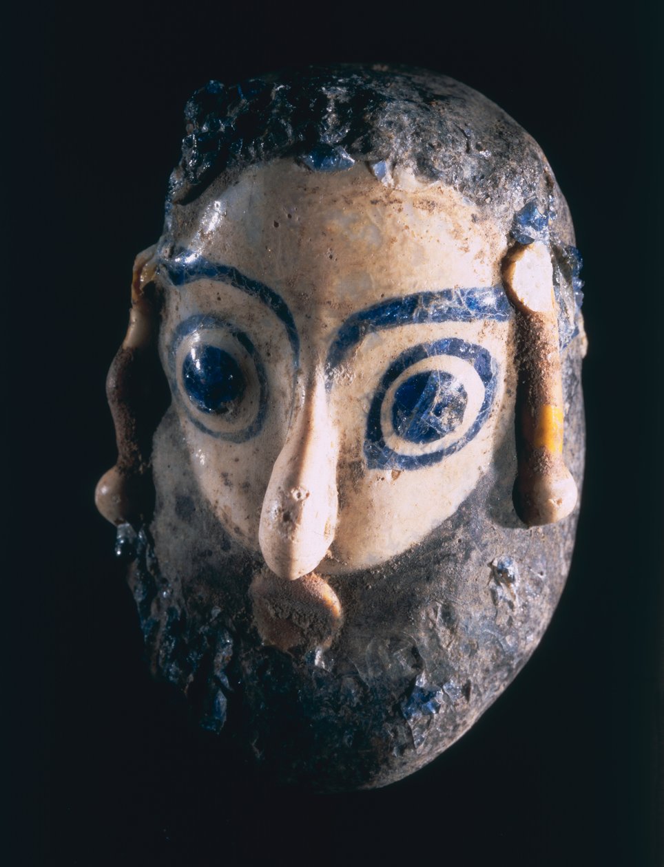 00367 Anheng med skjeggete hode, fra Kartago, Tunisia, fønikisk, 4.-3. århundre f.Kr. (sandkjerneglass) av Unbekannt
