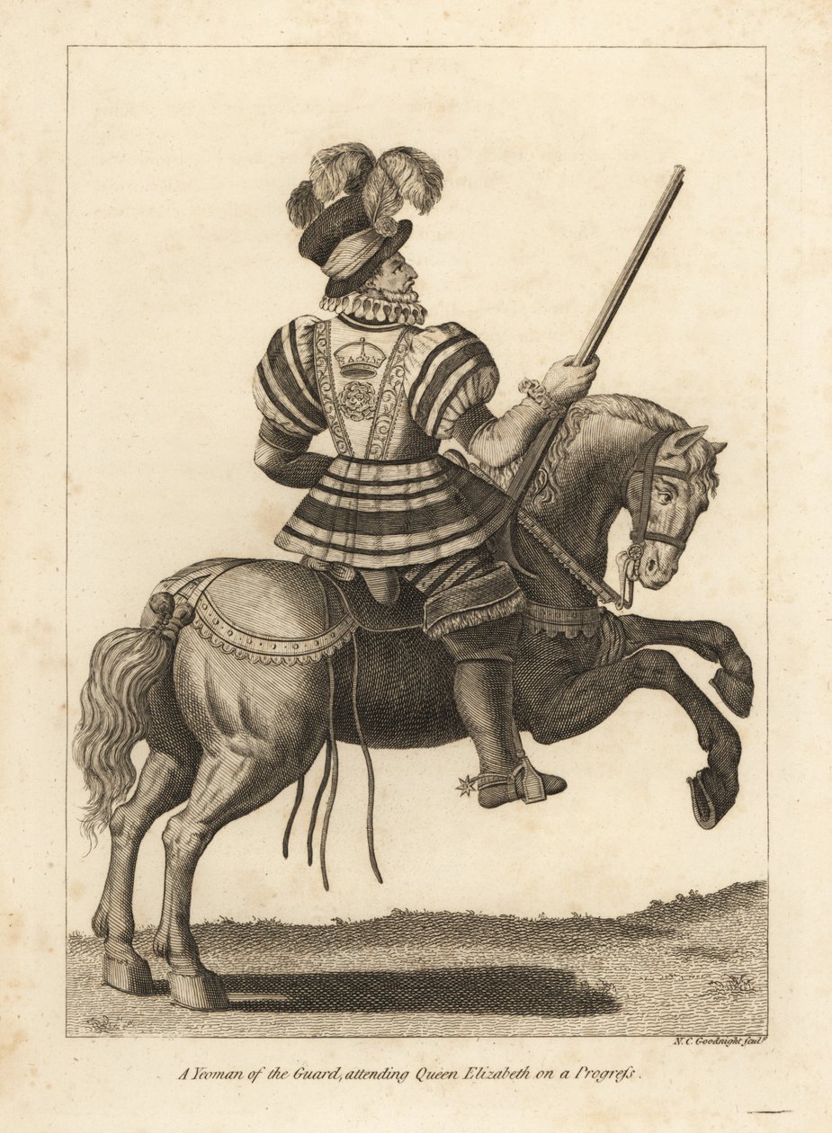En Yeoman of the Guard som deltar på Queen Elizabeth I on a Progress av Unbekannt