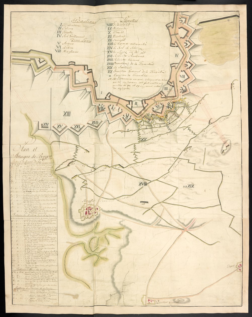 A tinted plan of the siege works. Journal of the siege of Bergen op Zoom, by the French, in 1747; preceded by an account of the state of the French artillery at that time.   1376769   no       norwegian Successfully Translated  Original: Colcha Translat: C av Unbekannter Künstler